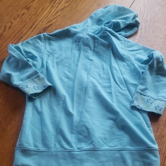 Limited Too Y2K Zip-Up  Turquoise Floral Sweatshirt Jacket Girls SZ 14 2000skid - Picture 5 of 7
